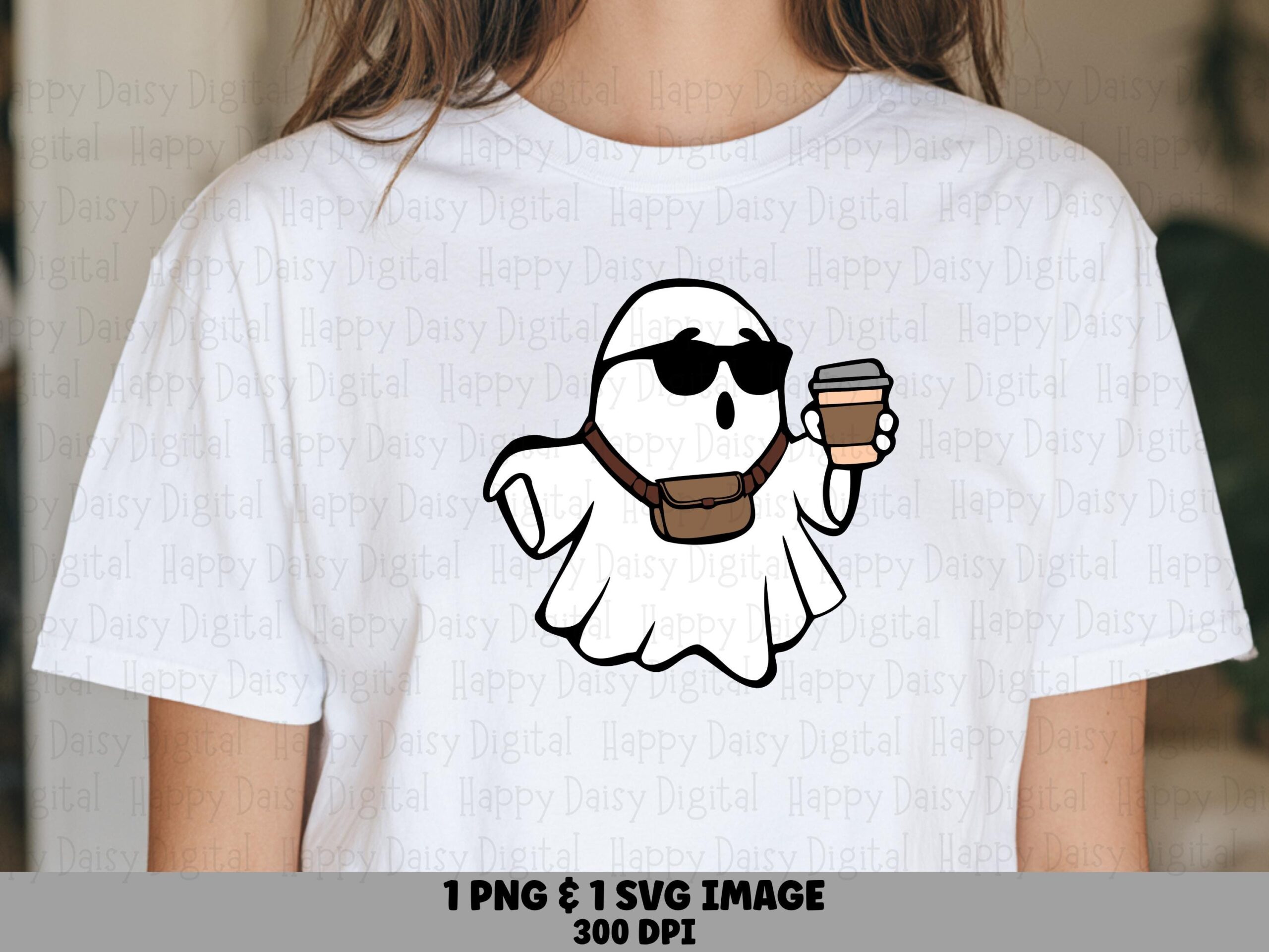 Ghost With Belt Bag Drink SVG PNG Ghost Illustration Cricut Silhouette Canva Commercial Use POD