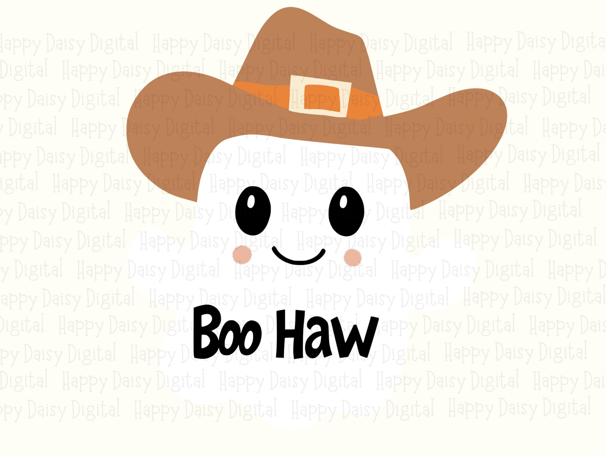 Boo Haw SVG PNG Boo Haw Cowboy Design Cowboy Ghost Illustration Cricut Silhouette Canva Commercial Use POD - Image 2