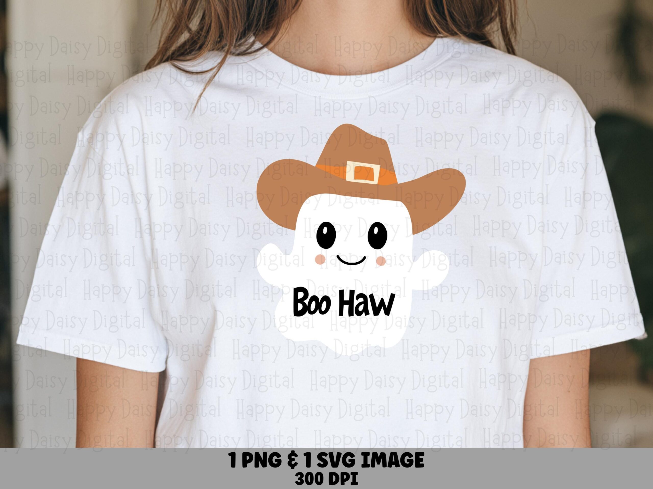 Boo Haw SVG PNG Boo Haw Cowboy Design Cowboy Ghost Illustration Cricut Silhouette Canva Commercial Use POD