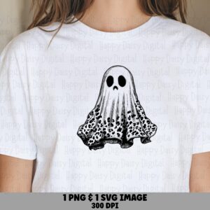 Leopard Print Ghost SVG PNG Leopard Print Ghost Animal Print Design Cricut Silhouette Canva Commercial Use POD