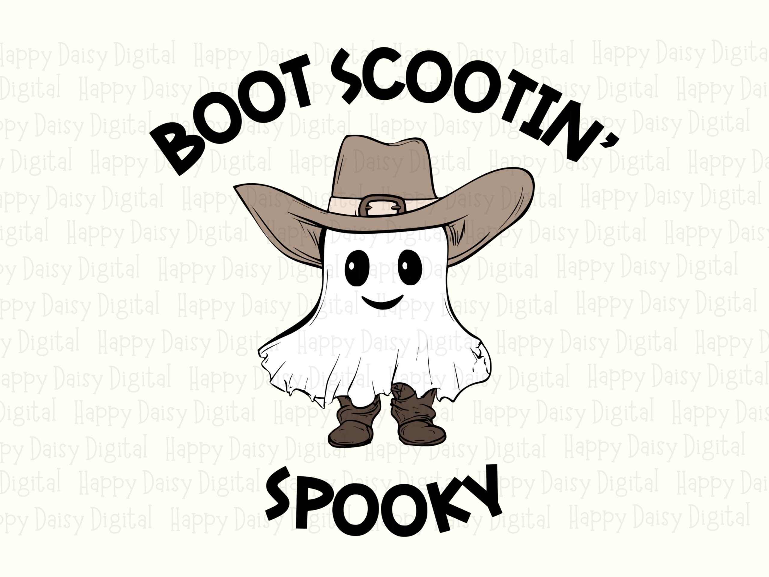 Boot Scootin' Spooky SVG PNG Boot Scootin Spooky Cowboy Ghost Design Cricut Silhouette Canva Commercial Use POD - Image 2