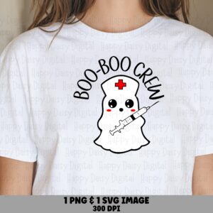Boo-Boo Crew SVG PNG Boo-Boo Crew Design Nurse Ghost Illustration Cricut Silhouette Canva Commercial Use POD