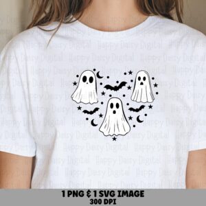 Ghost Heart Pattern SVG PNG Ghost Heart Pattern Repeating Pattern Design Cricut Silhouette Canva Commercial Use POD
