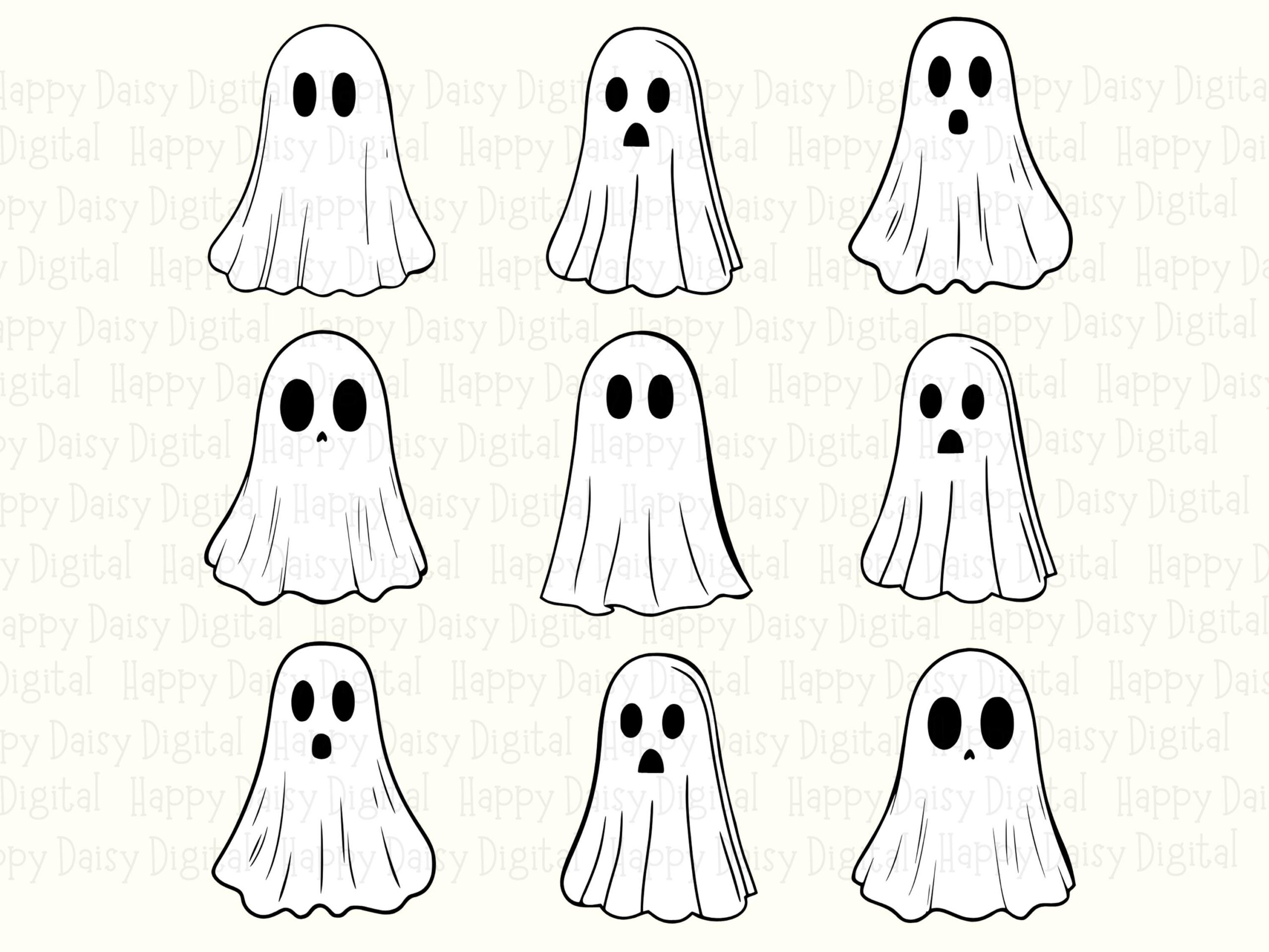 Ghost SVG PNG Ghost Line Art Simple Illustration Cricut Silhouette Canva Commercial Use POD - Image 2