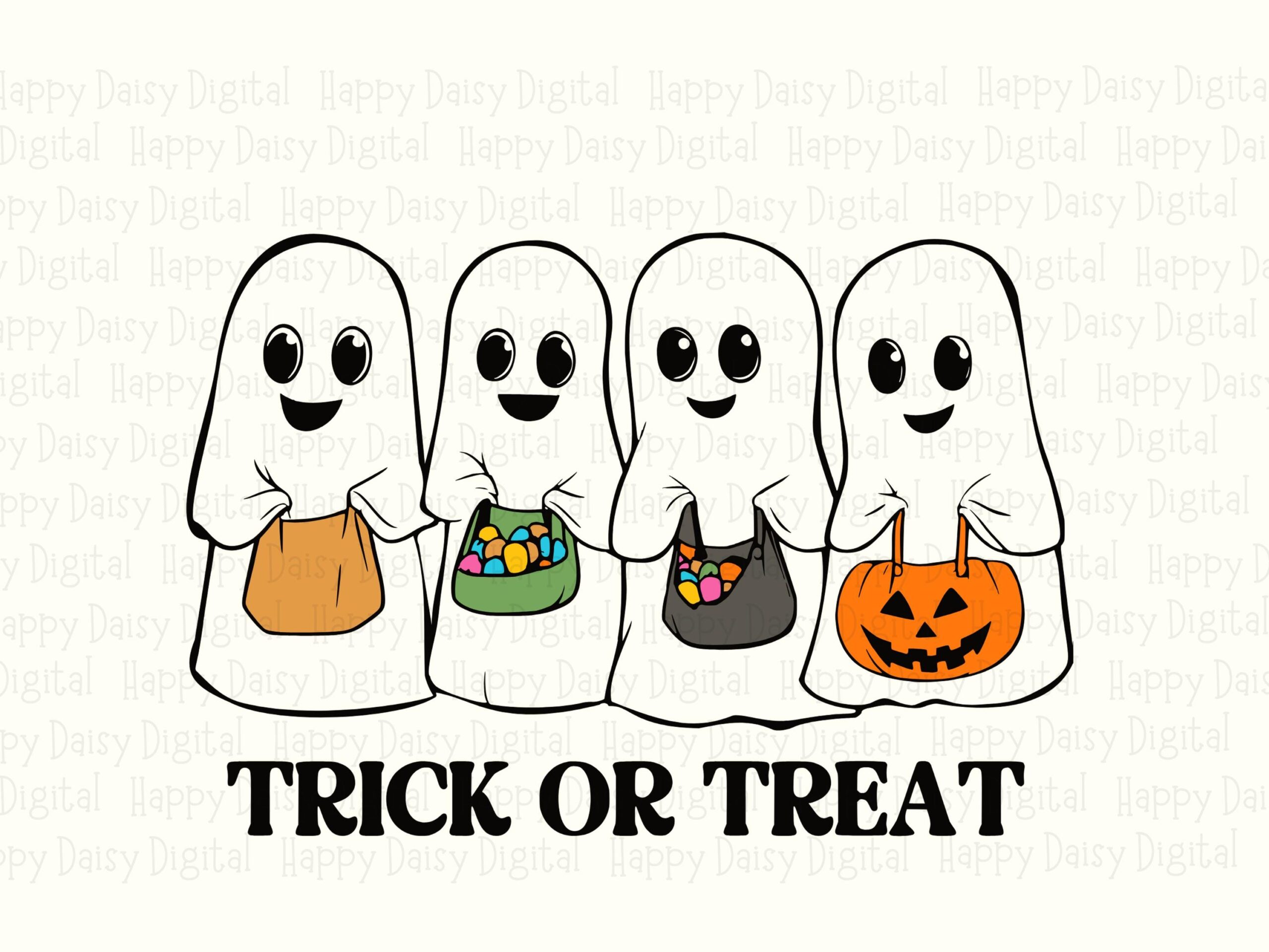 Trick Or Treat SVG PNG Trick Or Treat Ghosts Candy Corn Accent Cricut Silhouette Canva Commercial Use POD - Image 2