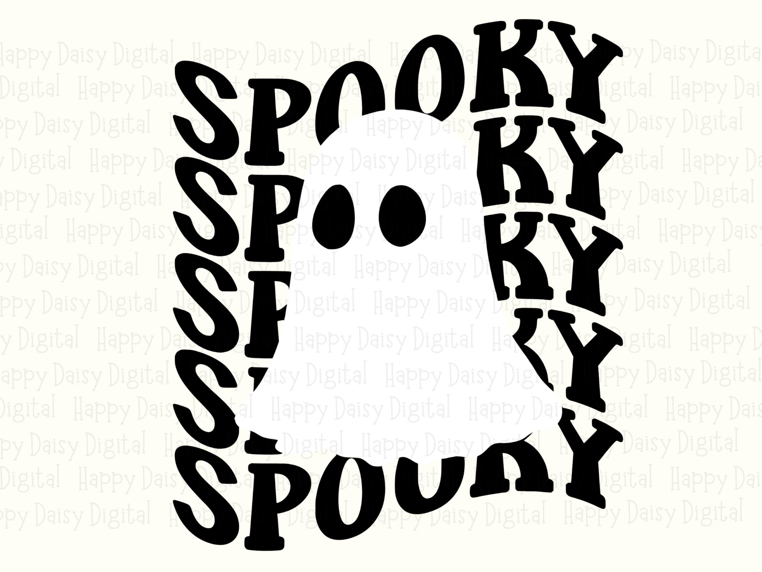 Spooky SVG PNG Spooky Stacked Design Repeated Text Pattern Cricut Silhouette Canva Commercial Use POD - Image 2