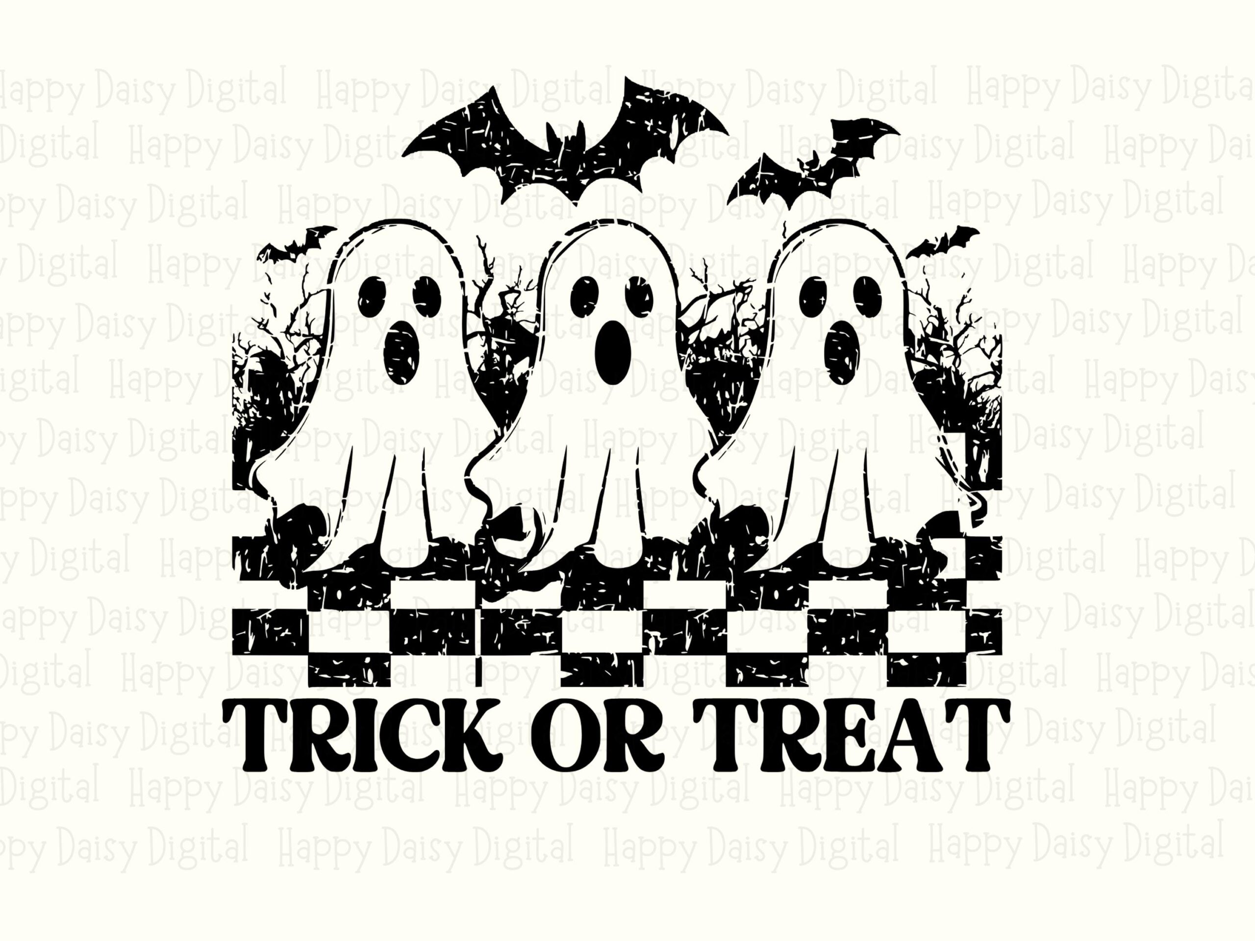 Trick Or Treat SVG PNG Trick Or Treat Skeletons Bat Accent Design Cricut Silhouette Canva Commercial Use POD - Image 2