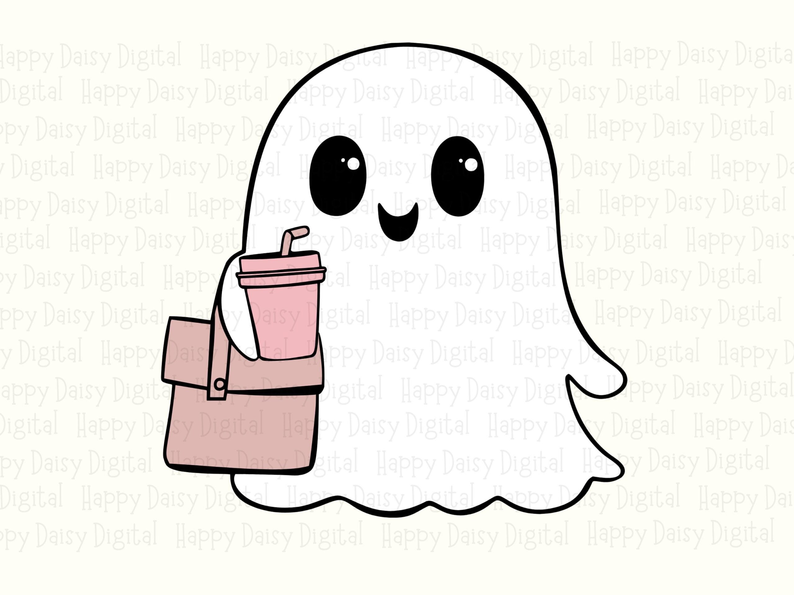 Ghost Holding Drink SVG PNG Ghost Drink Design Iced Drink Illustration Cricut Silhouette Canva Commercial Use POD - Image 2