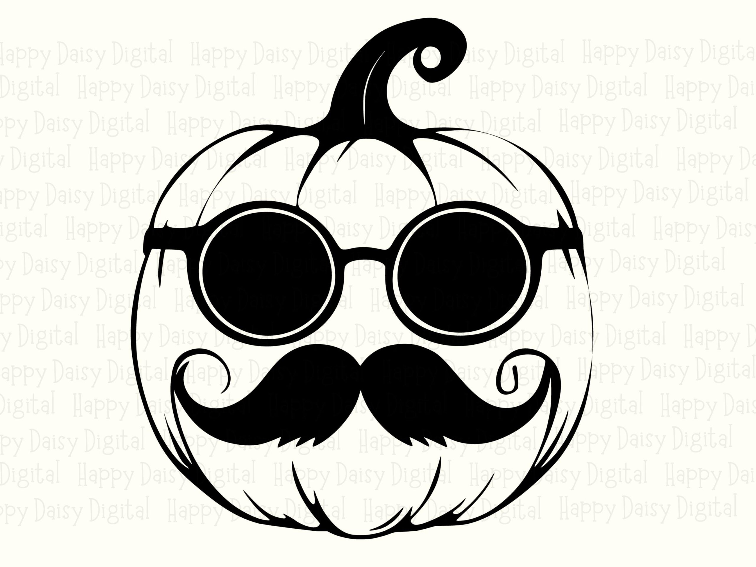 Jack-O-Lantern SVG PNG Jack-O-Lantern Design Sunglasses Mustache Pumpkin Cricut Silhouette Canva Commercial Use POD - Image 2
