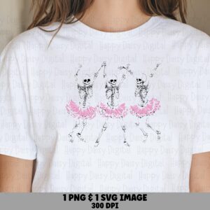 Ballet Skeletons SVG PNG Ballet Skeleton Design Dancing Skeleton Illustration Cricut Silhouette Canva Commercial Use POD