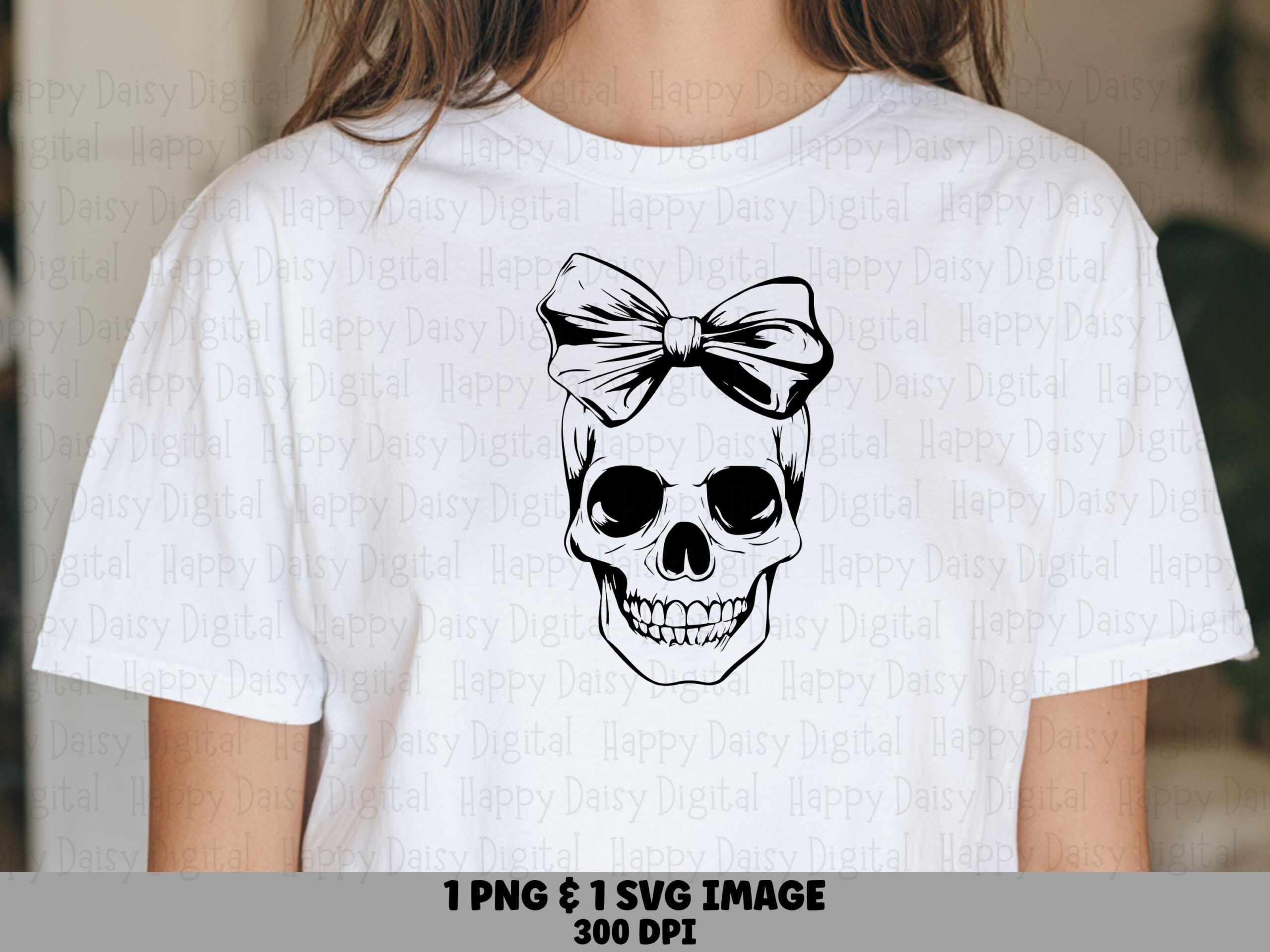 Skeleton With Bow SVG PNG Skeleton Bow Design Skull Illustration Cricut Silhouette Canva Commercial Use POD