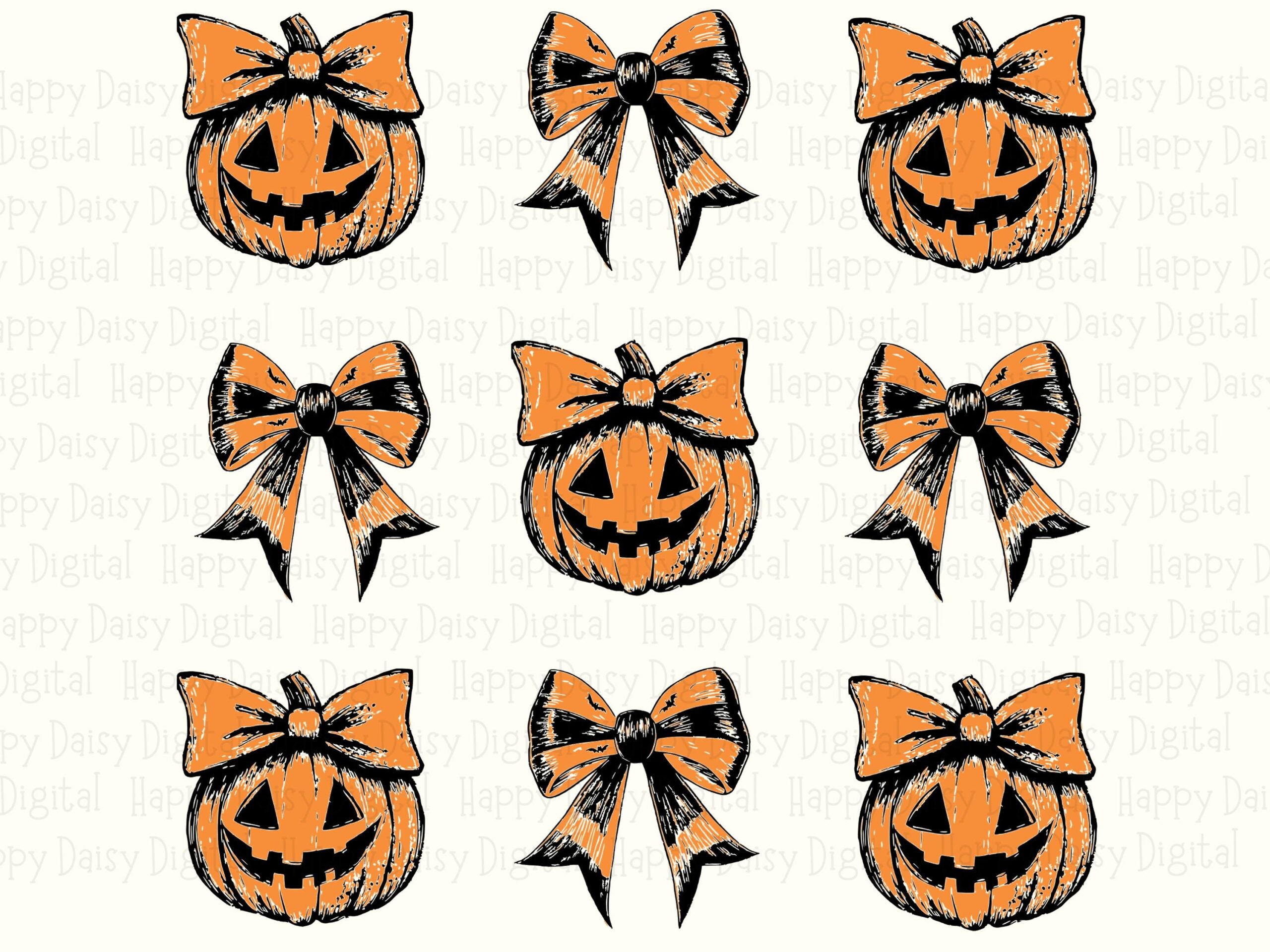Bows And Pumpkin Icons SVG PNG Bow Pumpkin Icon Grid Bow Accent Icons Cricut Silhouette Canva Commercial Use POD - Image 2
