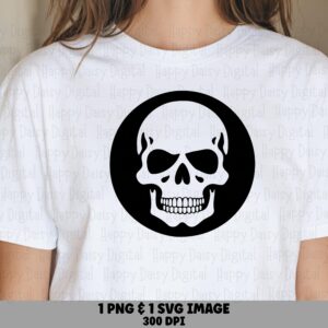 Skull Badge SVG PNG Skull Badge Design Circle Badge Illustration Cricut Silhouette Canva Commercial Use POD