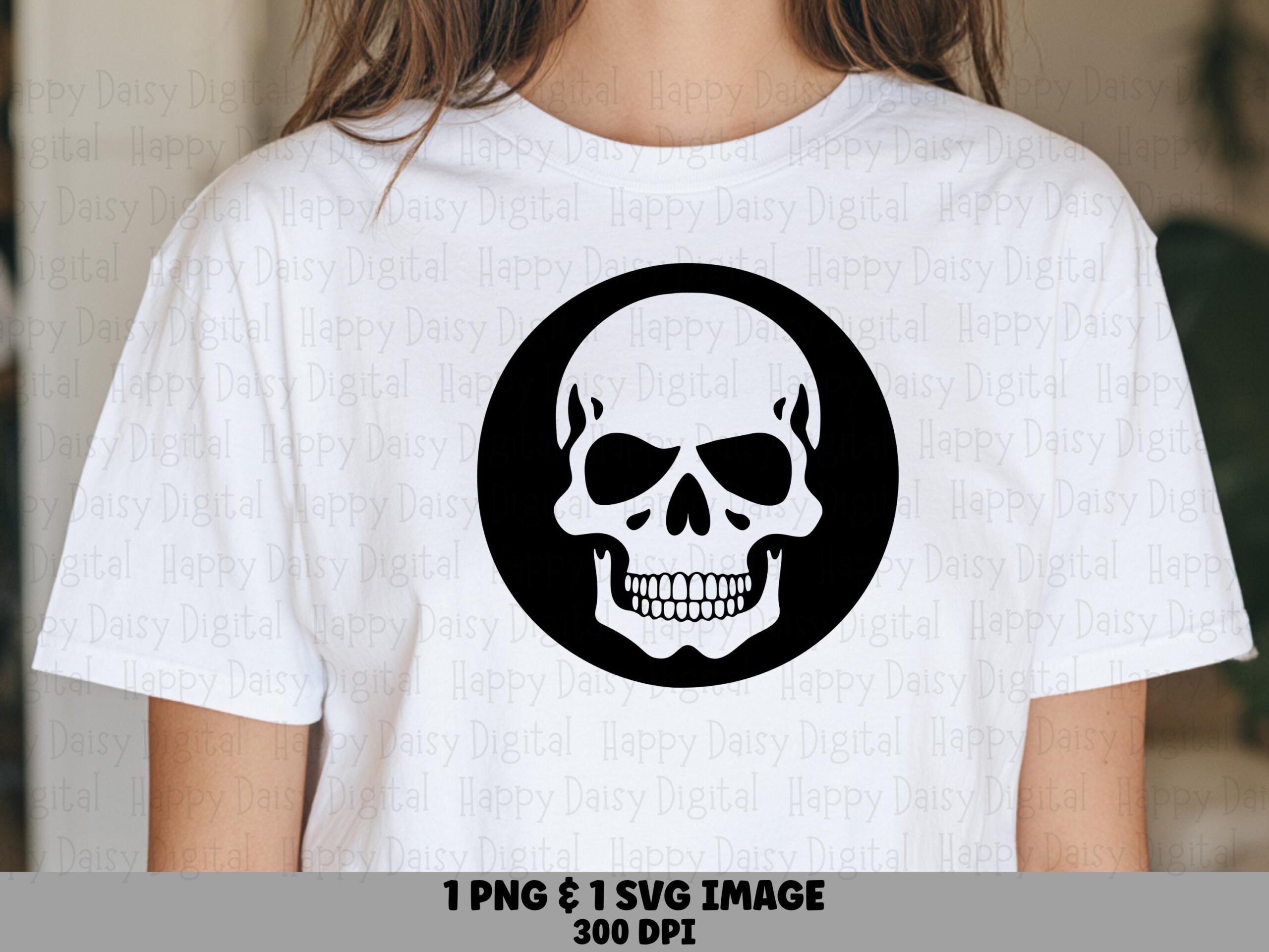 Skull Badge SVG PNG Skull Badge Design Circle Badge Illustration Cricut Silhouette Canva Commercial Use POD