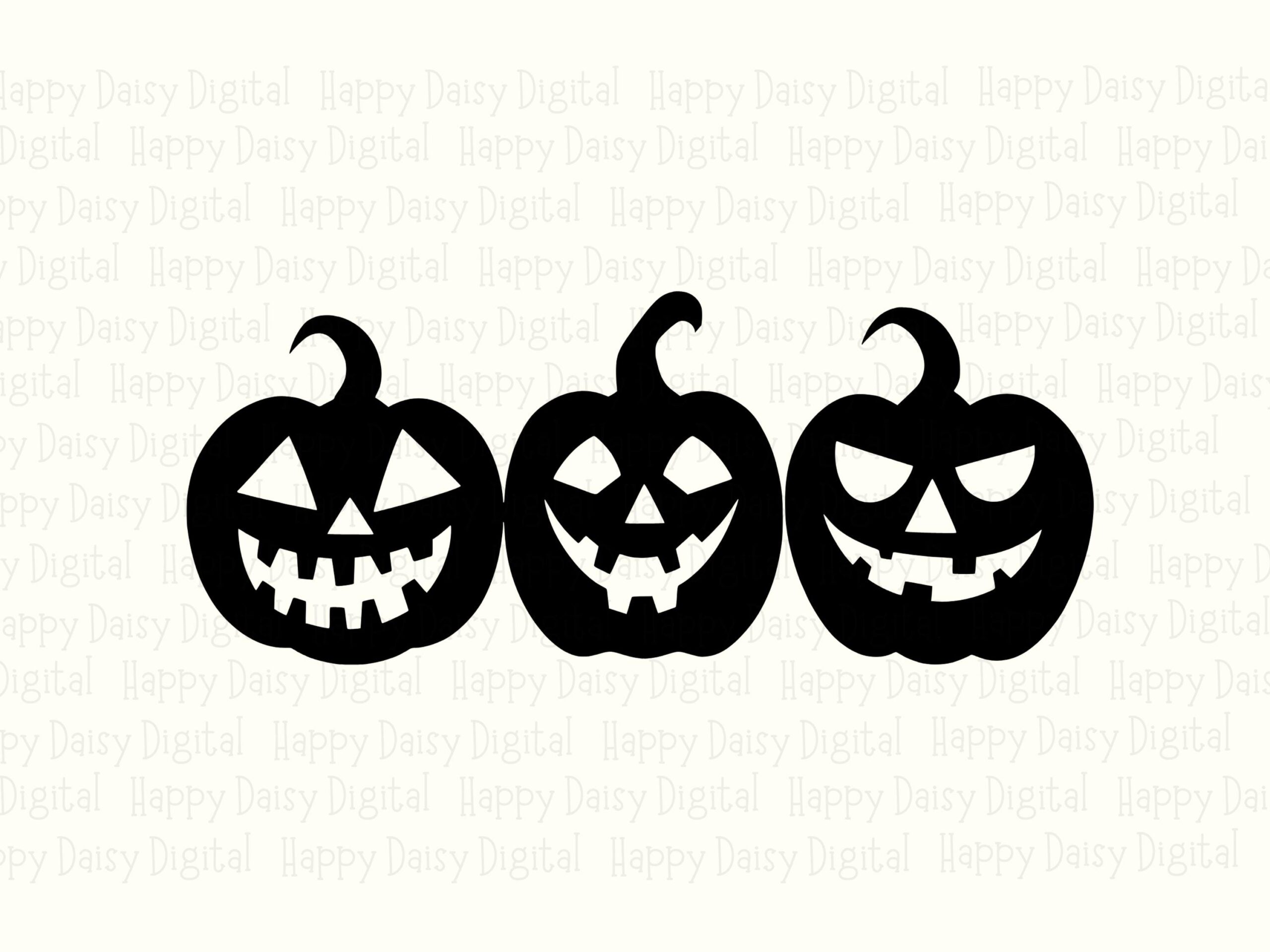 Jack-O-Lantern Trio SVG PNG Jack-O-Lantern Trio Silhouette Illustration Cricut Silhouette Canva Commercial Use POD - Image 2