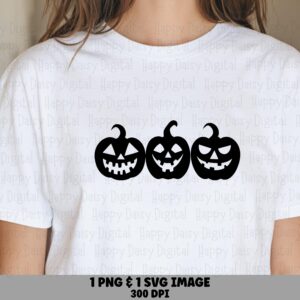 Jack-O-Lantern Trio SVG PNG Jack-O-Lantern Trio Silhouette Illustration Cricut Silhouette Canva Commercial Use POD