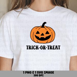 Trick-Or-Treat SVG PNG Trick-Or-Treat Pumpkin Simple Illustration Cricut Silhouette Canva Commercial Use POD