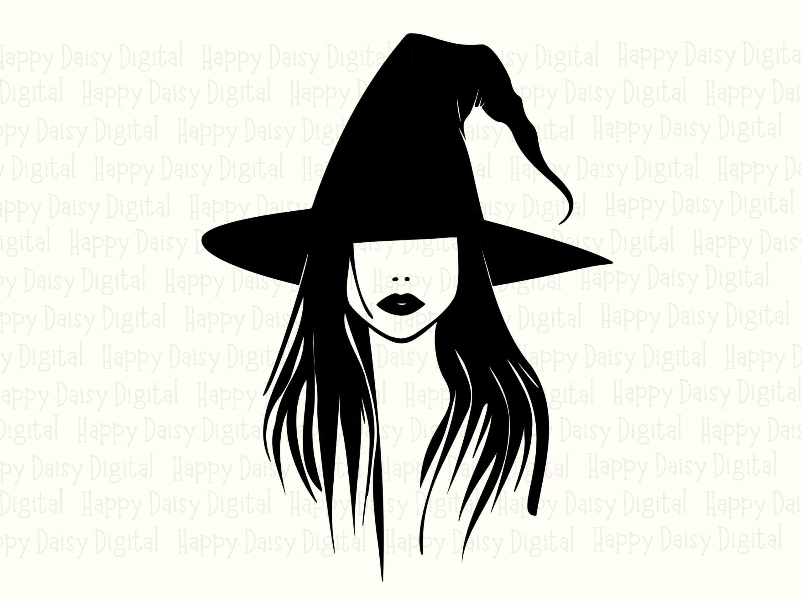 Witch Silhouette Portrait SVG PNG Witch Portrait Design Character Illustration Cricut Silhouette Canva Commercial Use POD - Image 2