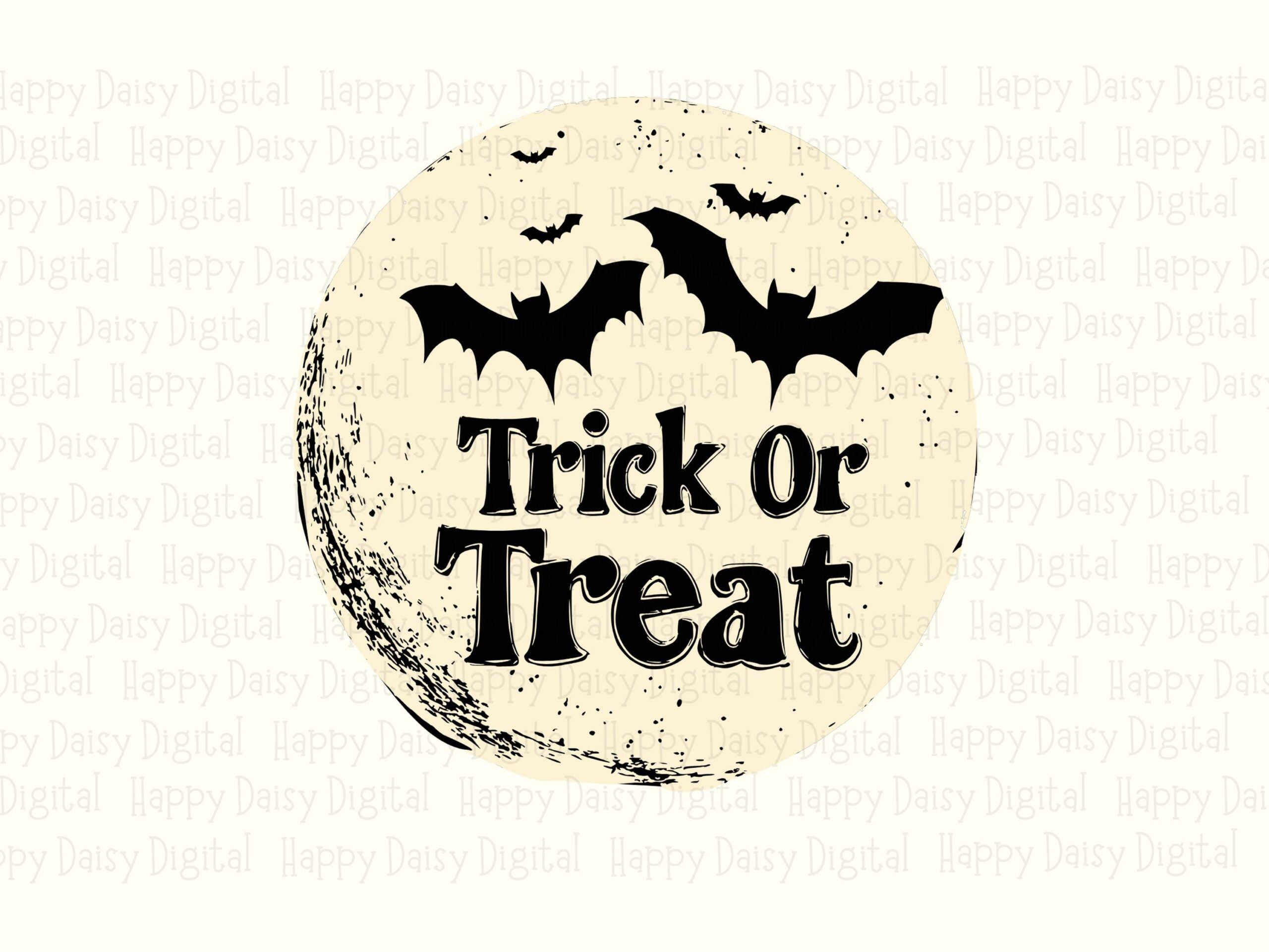 Trick Or Treat SVG PNG Trick Or Treat Moon Design Bat Silhouette Design Cricut Silhouette Canva Commercial Use POD - Image 2