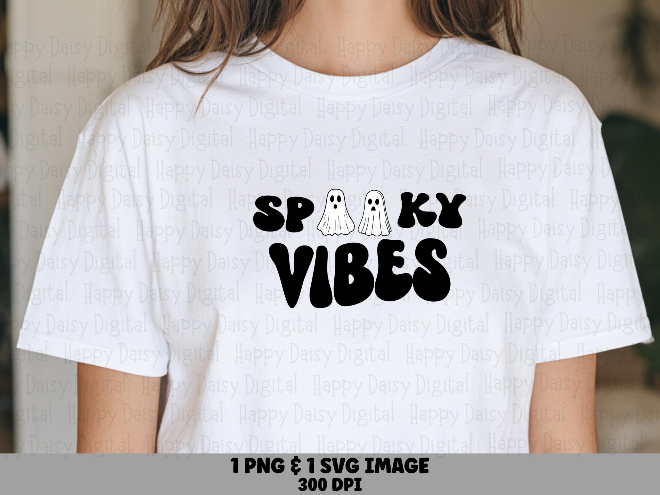 Spooky Vibes SVG PNG Spooky Vibes Design Ghost Accent Design Cricut Silhouette Canva Commercial Use POD