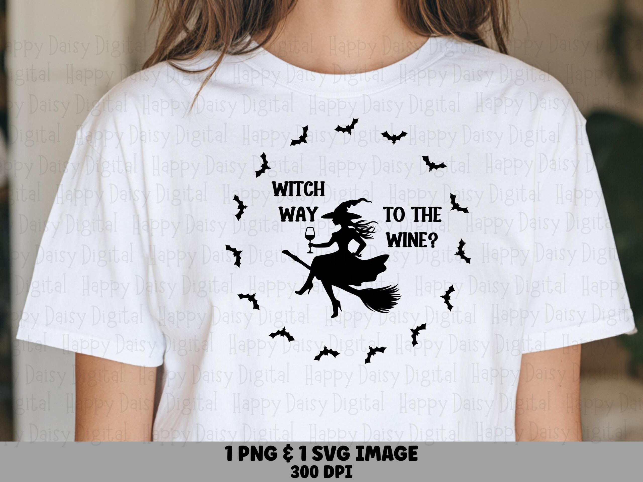 Witch Way To The Wine SVG PNG Witch Way To The Wine Pun Circle Badge Design Cricut Silhouette Canva Commercial Use POD