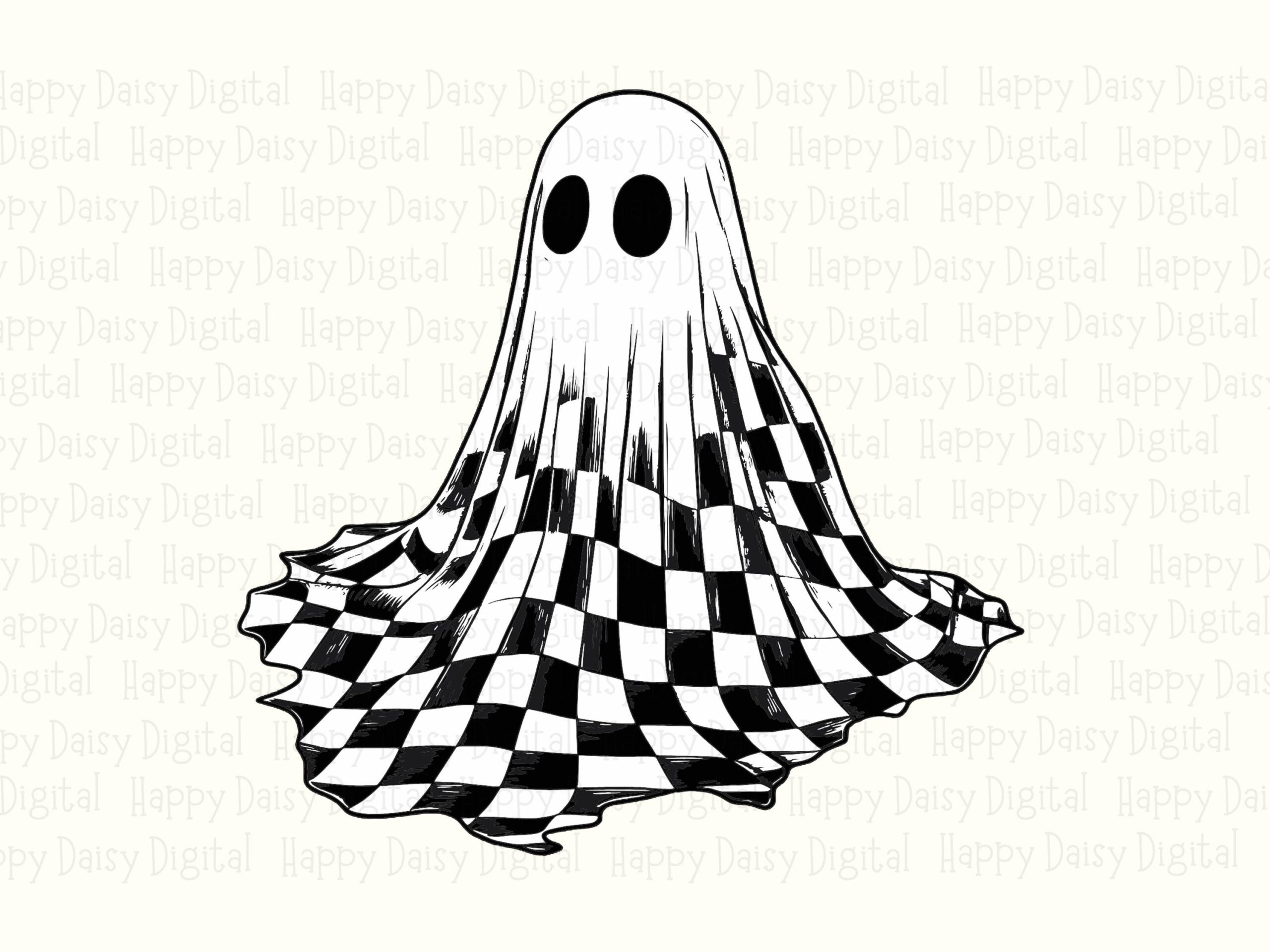 Checkered Ghost SVG PNG Checkered Ghost Design Pattern Illustration Cricut Silhouette Canva Commercial Use POD - Image 2
