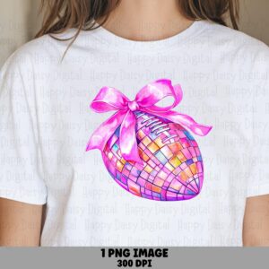 Pink Mosiac Football With Bow PNG Plaid Football Bow Textured Illustration Commercial Use POD