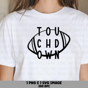 Touchdown SVG PNG Touchdown Outline Design Stacked Outline Text Cricut Silhouette Canva Commercial Use POD