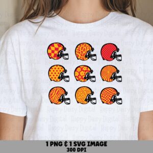 Football Helmet Grid SVG PNG Gold And Red Helmet Grid Helmet Pattern Design Cricut Silhouette Canva Commercial Use POD