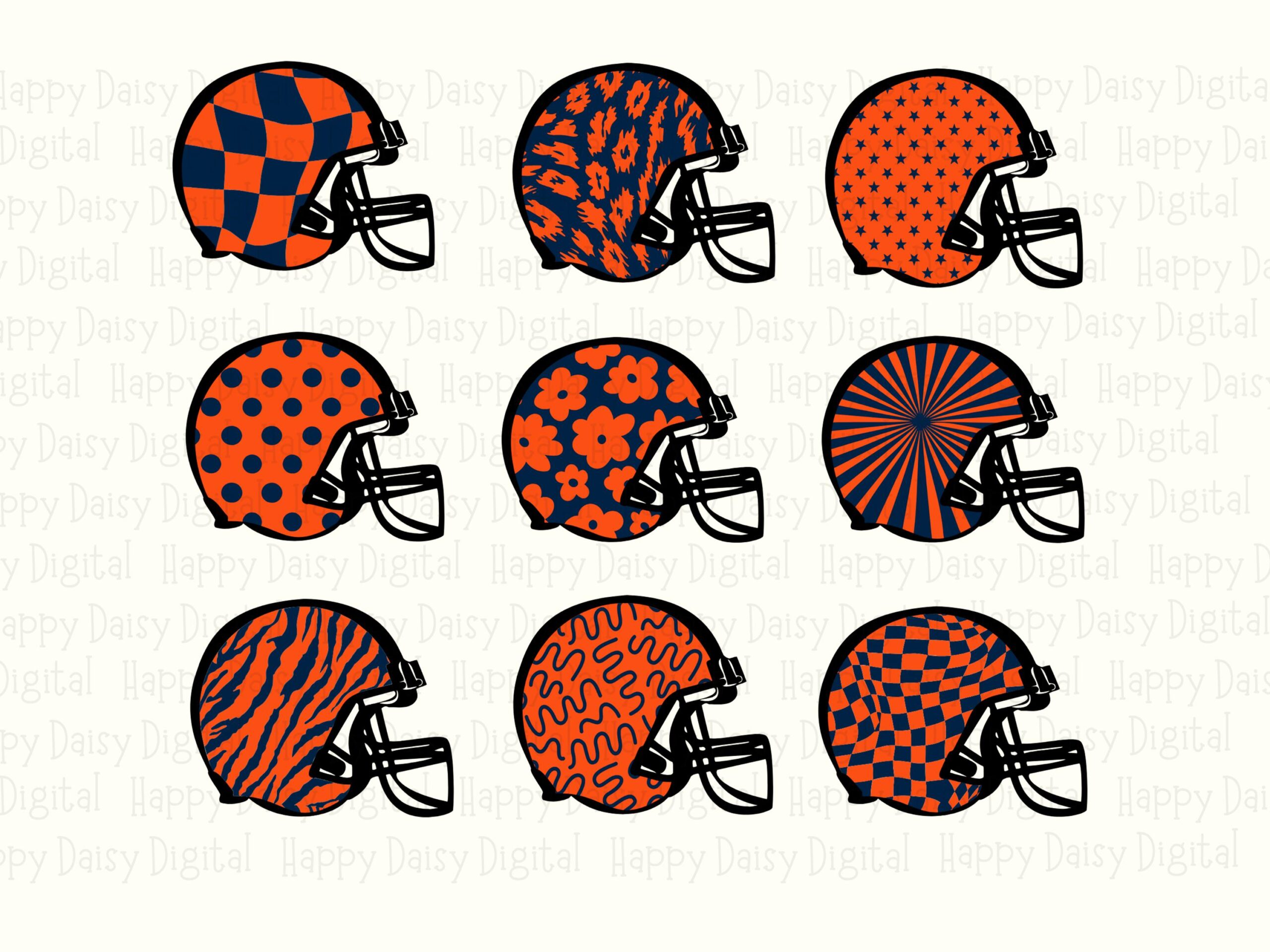 Football Helmet Grid SVG PNG Navy Blue & Orange Gradient Helmet Grid Helmet Pattern Design Cricut Silhouette Canva Commercial Use POD - Image 2
