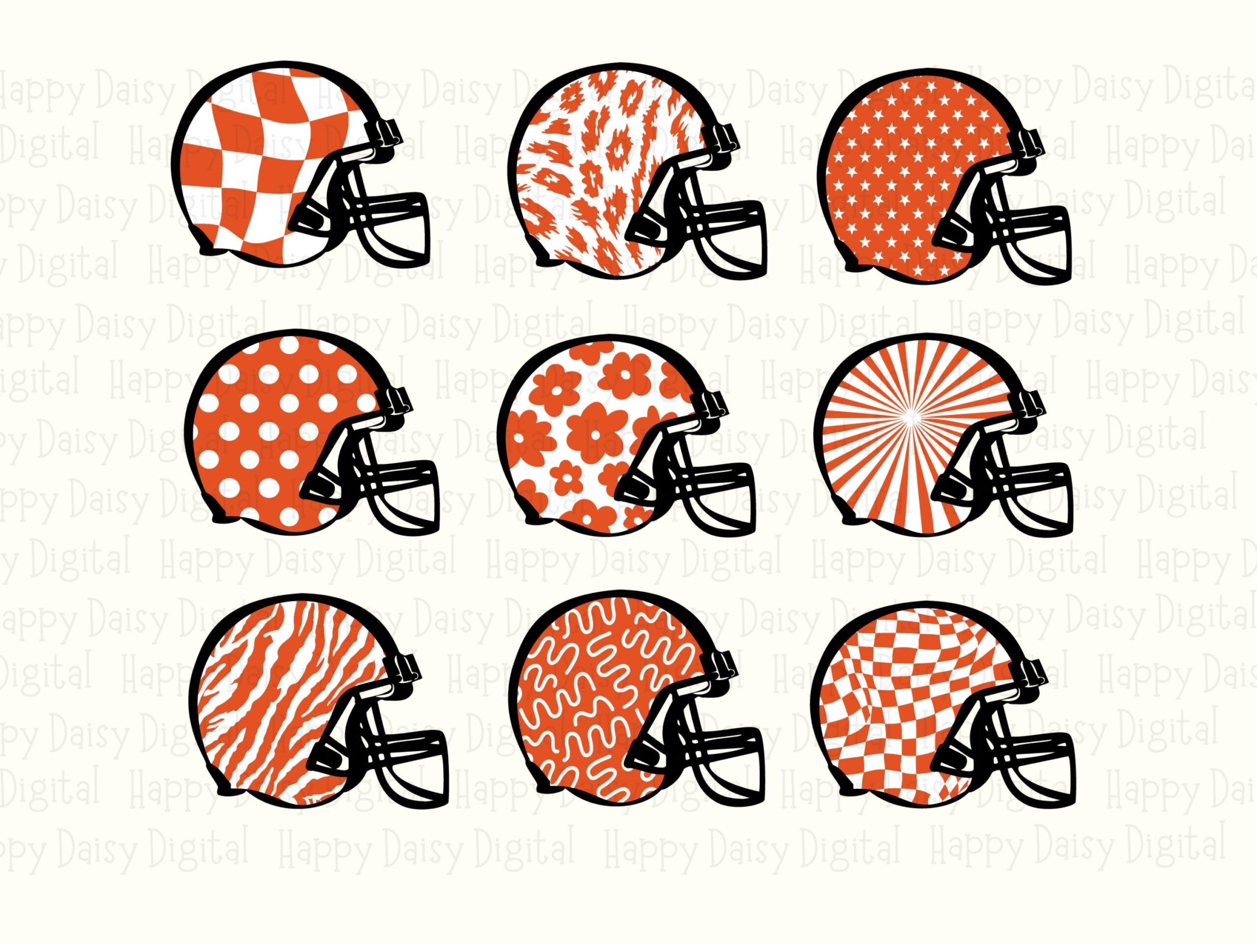 Football Helmet Grid SVG PNG Orange and White Helmet Grid Helmet Pattern Design Cricut Silhouette Canva Commercial Use POD - Image 2