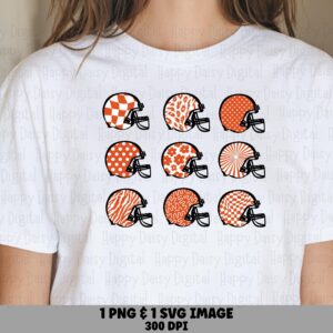 Football Helmet Grid SVG PNG Orange and White Helmet Grid Helmet Pattern Design Cricut Silhouette Canva Commercial Use POD