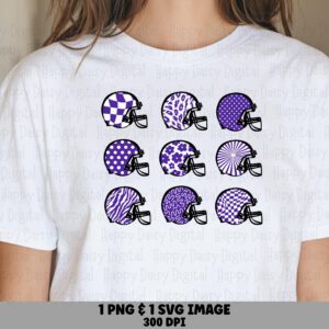Football Helmet Grid SVG PNG Purple Checkered Helmet Grid Helmet Pattern Design Cricut Silhouette Canva Commercial Use POD