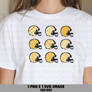 Football Helmet Grid SVG PNG Yellow and White Helmet Grid Helmet Pattern Design Cricut Silhouette Canva Commercial Use POD