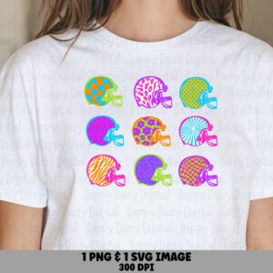 Football Helmet Grid SVG PNG Neon Pink Purple Teal Lime Green Helmet Grid Helmet Pattern Design Cricut Silhouette Canva Commercial Use POD