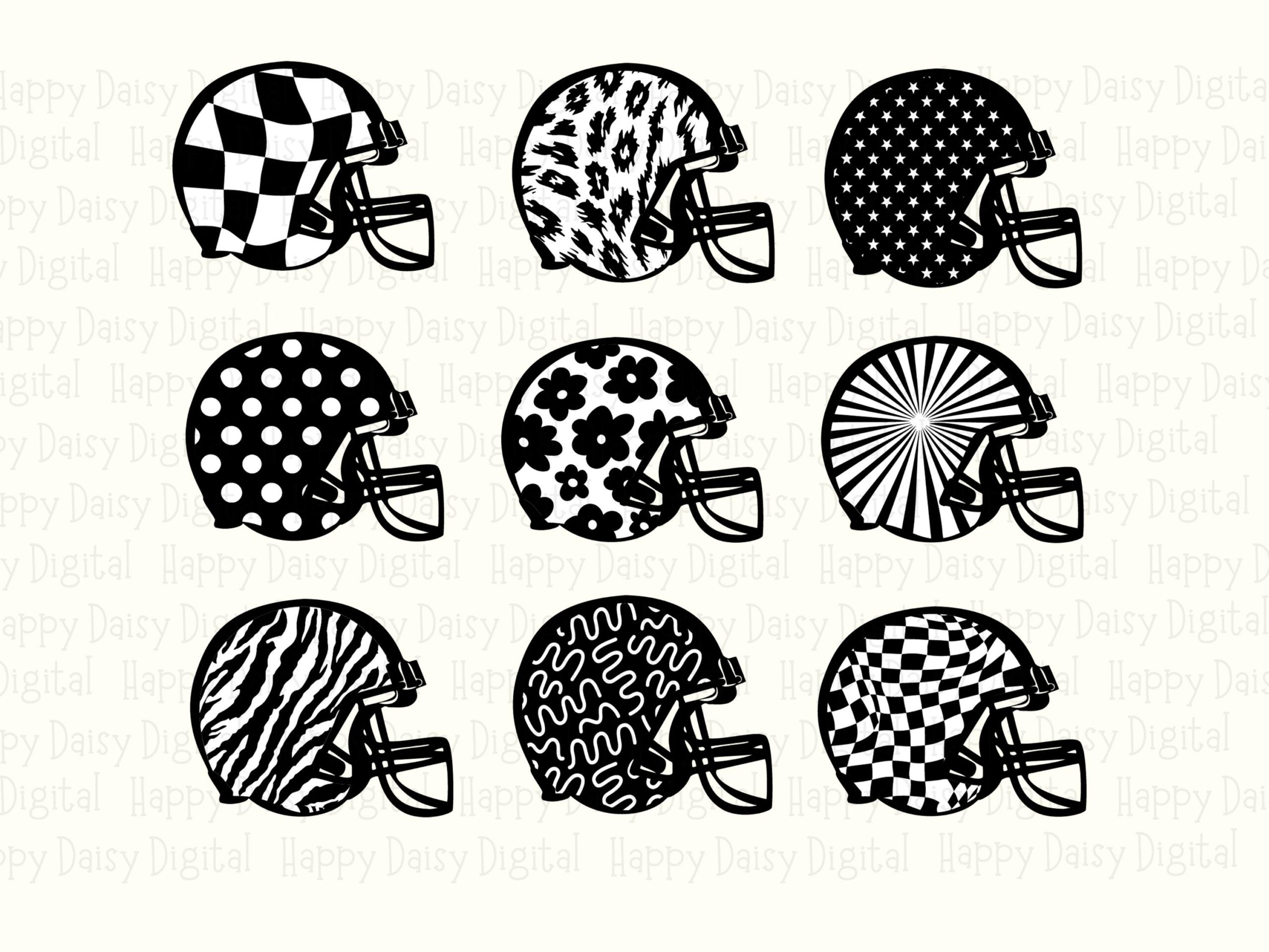 Football Helmet Grid SVG PNG Black & White Helmet Grid Helmet Pattern Design Cricut Silhouette Canva Commercial Use POD - Image 2