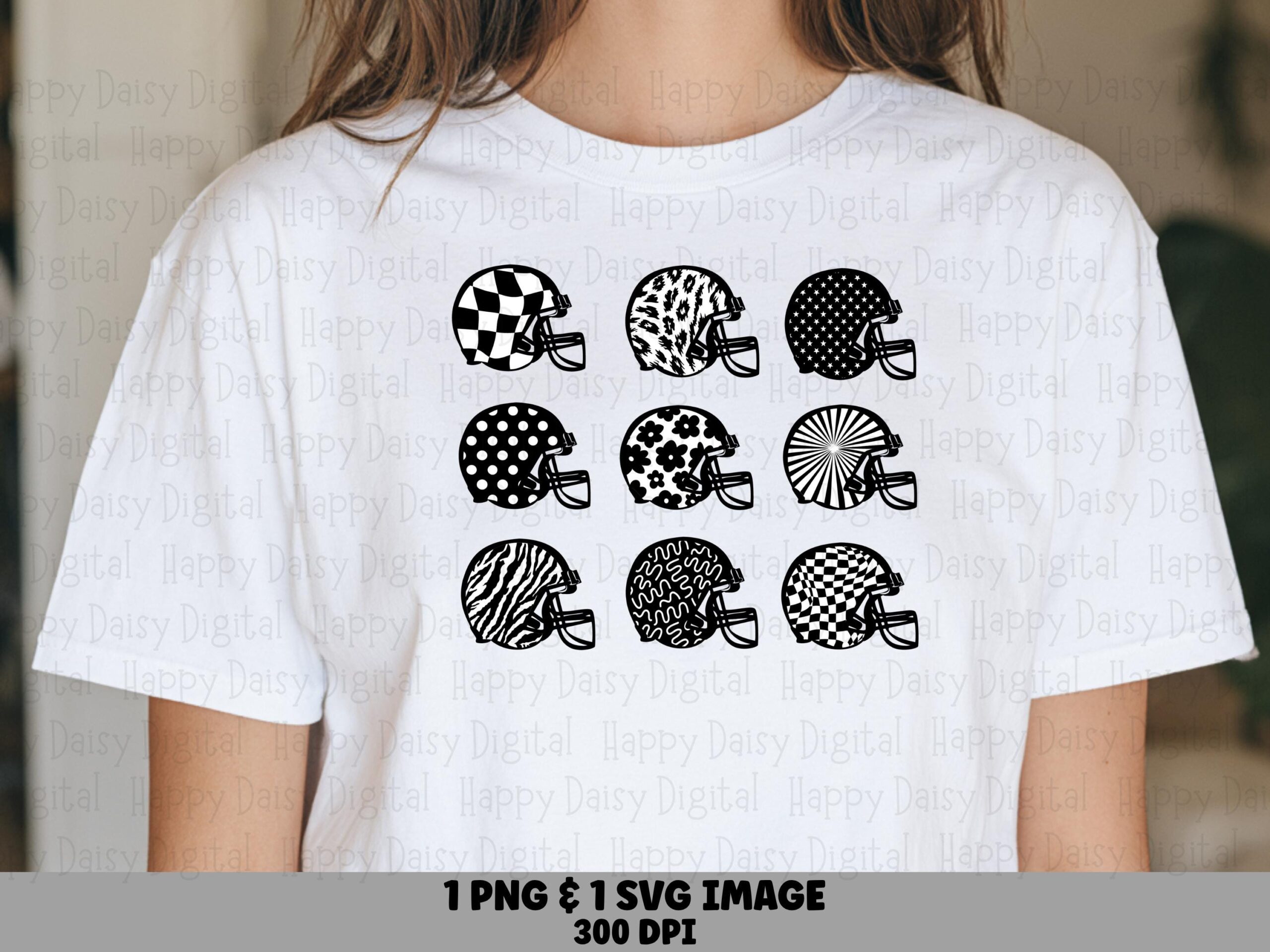 Football Helmet Grid SVG PNG Black & White Helmet Grid Helmet Pattern Design Cricut Silhouette Canva Commercial Use POD