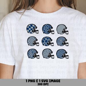 Football Helmet Grid SVG PNG Blue And Gray Helmet Grid Helmet Pattern Design Cricut Silhouette Canva Commercial Use POD