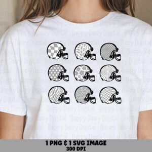 Football Helmet Grid SVG PNG Gray and White Helmet Grid Helmet Pattern Design Cricut Silhouette Canva Commercial Use POD