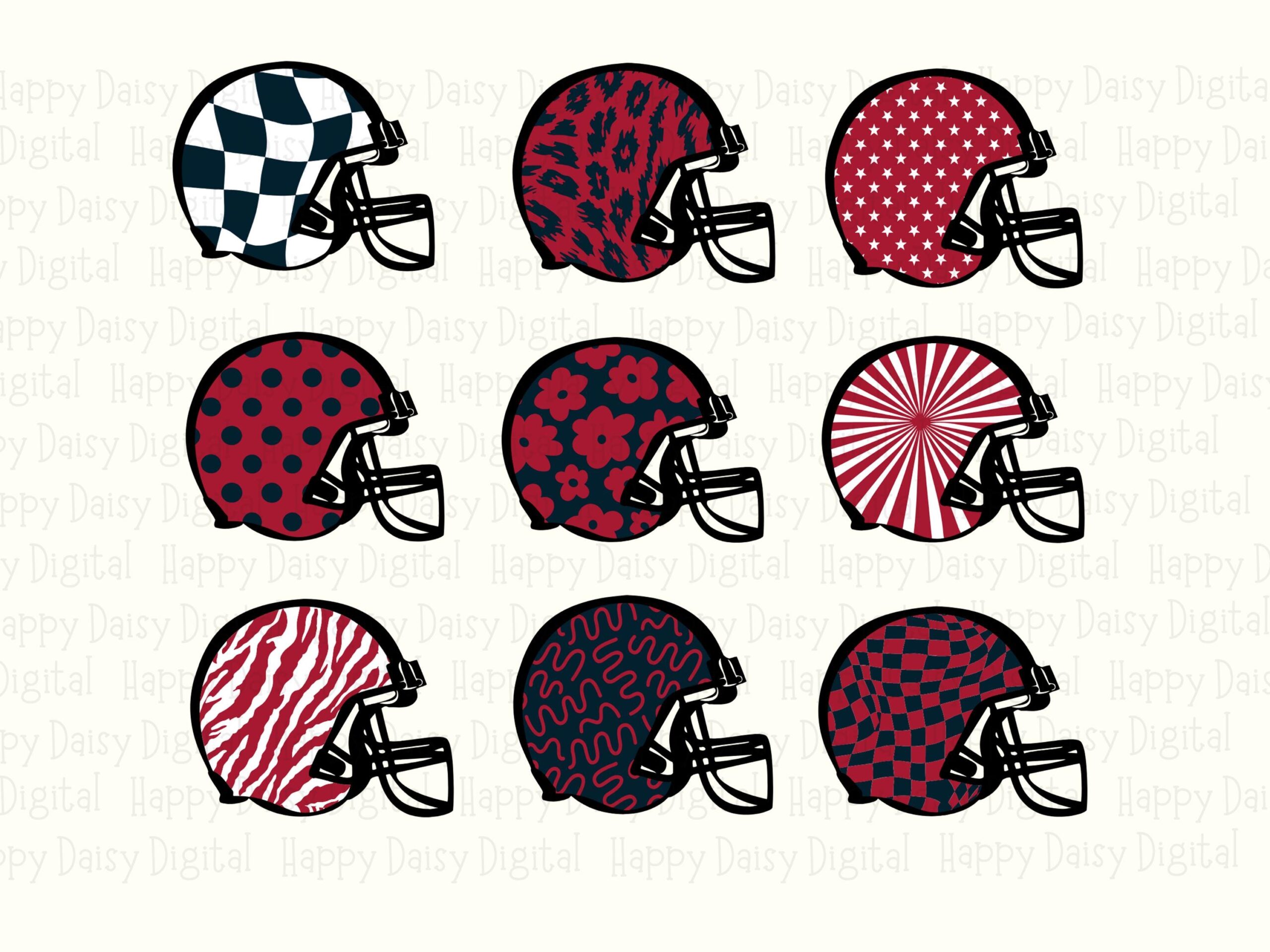 Football Helmet Grid SVG PNG Red White Blue Helmet Grid Helmet Pattern Design Cricut Silhouette Canva Commercial Use POD - Image 2