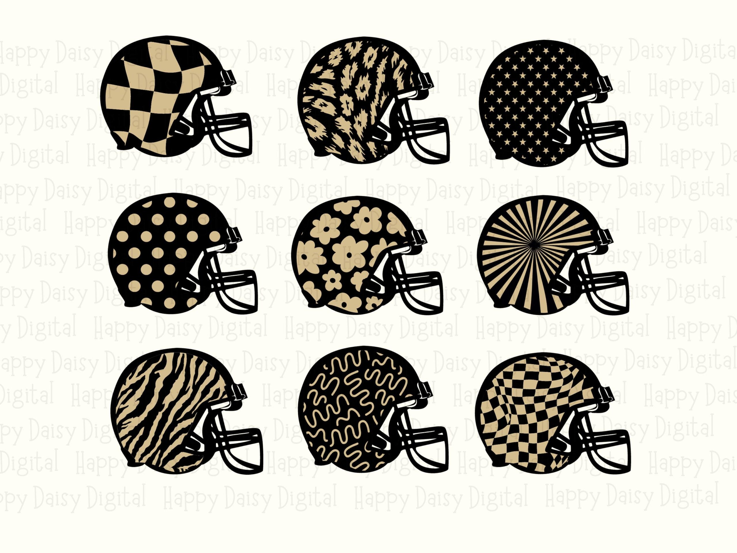 Football Helmet Grid SVG PNG Tan and Black Helmet Grid Helmet Pattern Design Cricut Silhouette Canva Commercial Use POD - Image 2
