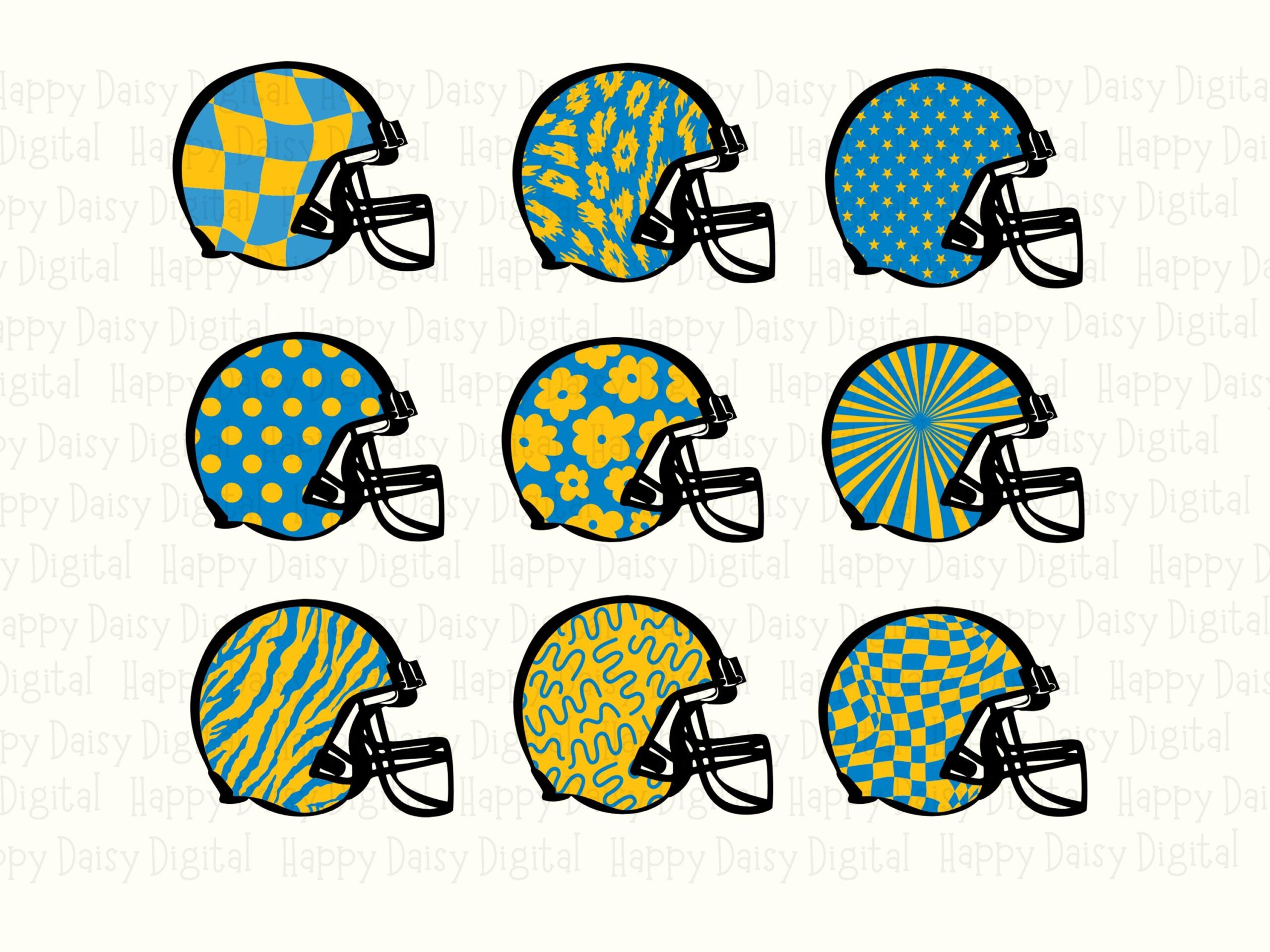 Football Helmet Grid SVG PNG Blue And Yellow Helmet Grid Helmet Pattern Design Cricut Silhouette Canva Commercial Use POD - Image 2