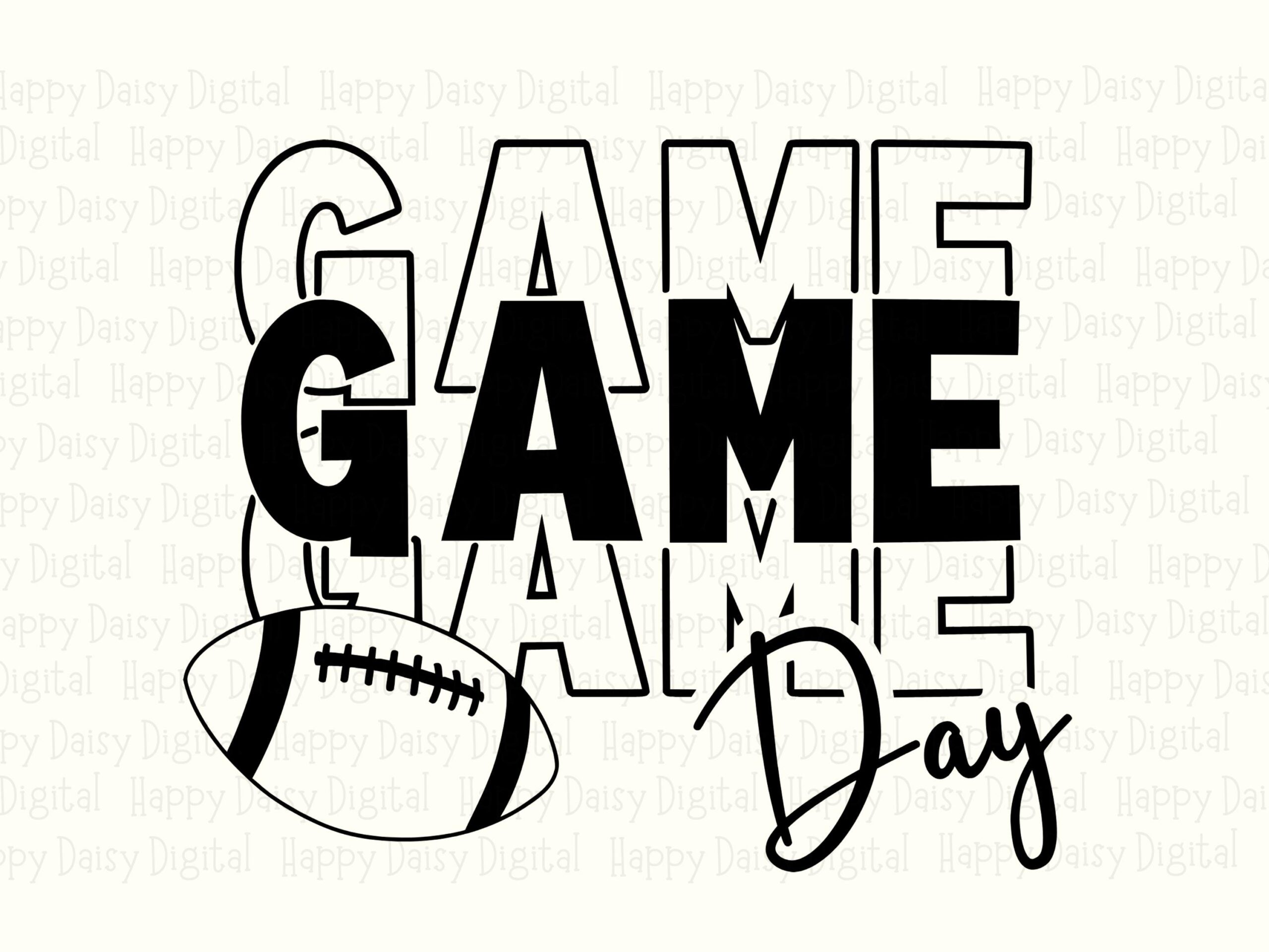 Game Day SVG PNG Game Day Repeated Icon Football Icon Design Cricut Silhouette Canva Commercial Use POD - Image 2