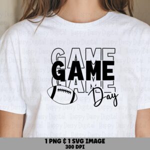 Game Day SVG PNG Game Day Repeated Icon Football Icon Design Cricut Silhouette Canva Commercial Use POD