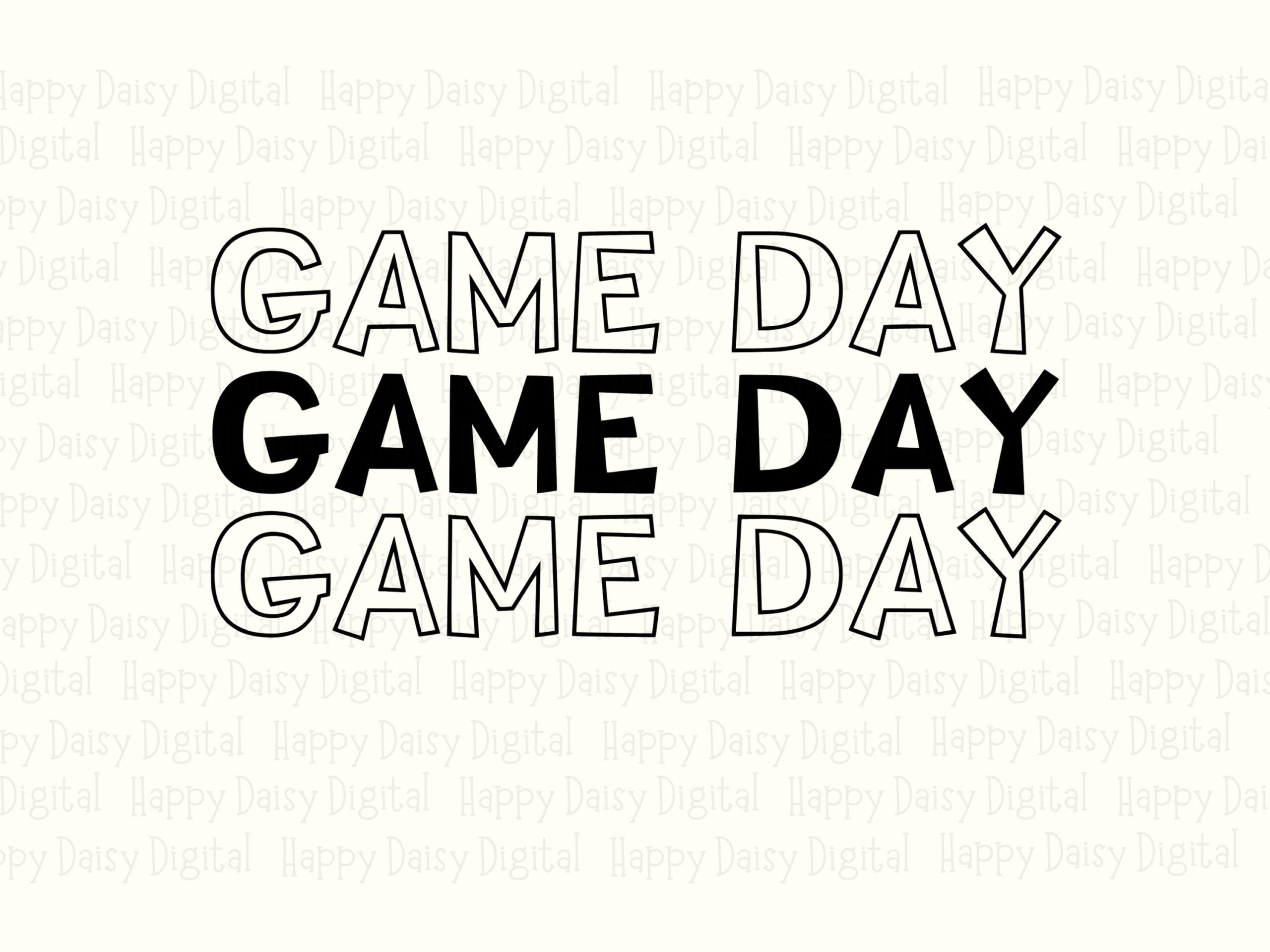 Game Day SVG PNG Game Day Grid Design Repeated Text Pattern Cricut Silhouette Canva Commercial Use POD - Image 2