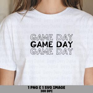 Game Day SVG PNG Game Day Grid Design Repeated Text Pattern Cricut Silhouette Canva Commercial Use POD