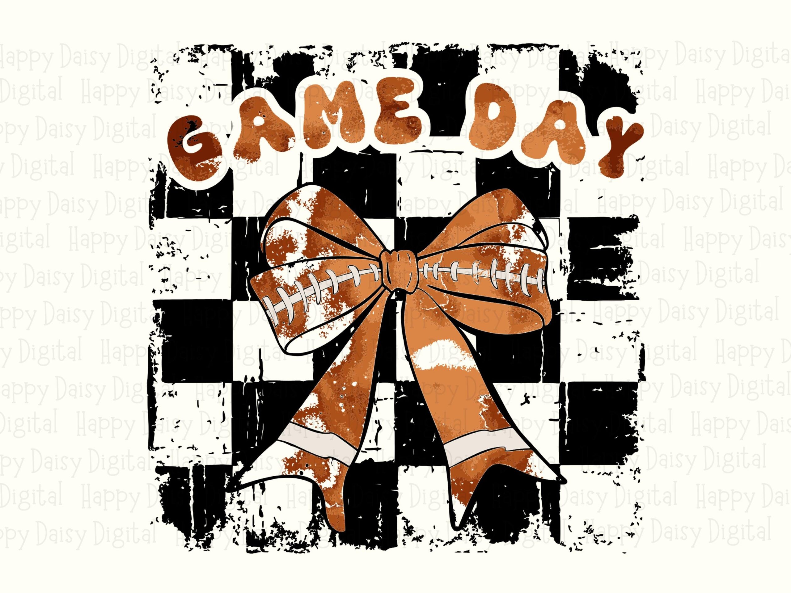 Game Day SVG PNG Game Day Bow Football Checkered Bow Design Cricut Silhouette Canva Commercial Use POD - Image 2