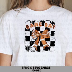 Game Day SVG PNG Game Day Bow Football Checkered Bow Design Cricut Silhouette Canva Commercial Use POD