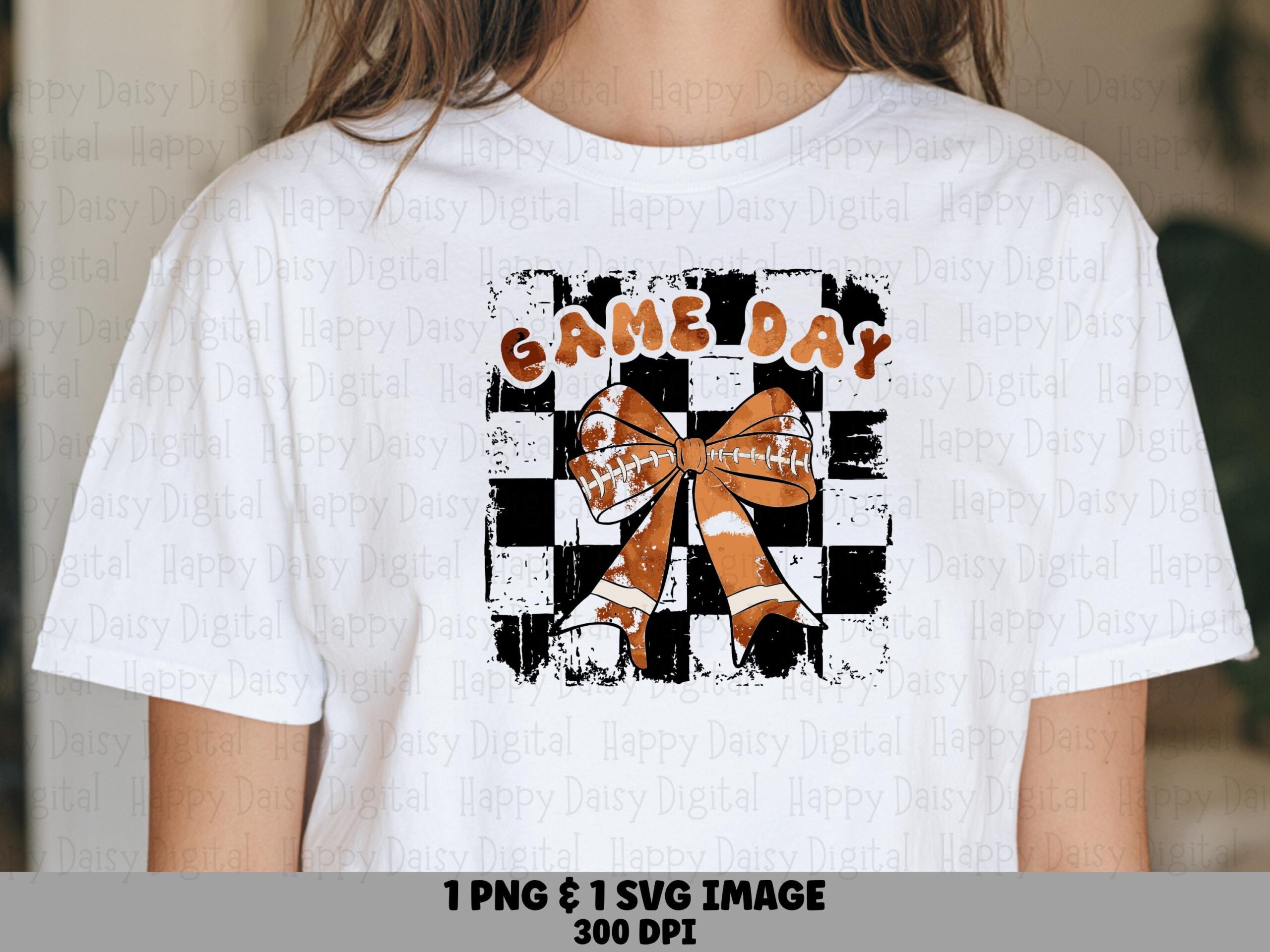 Game Day SVG PNG Game Day Bow Football Checkered Bow Design Cricut Silhouette Canva Commercial Use POD