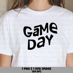 Game Day SVG PNG Game Day Cursive Design Script Text Design Cricut Silhouette Canva Commercial Use POD